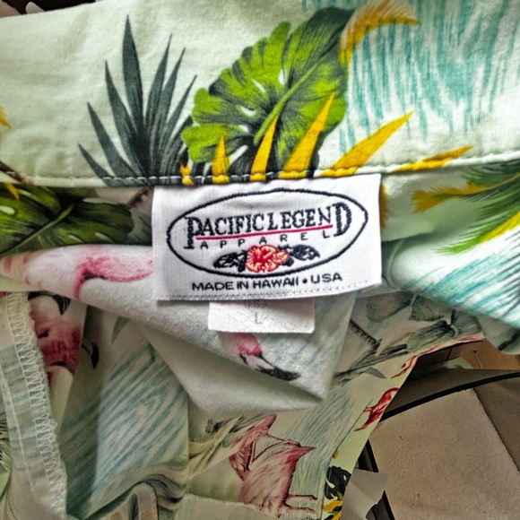 Pacific Legend Hawaiian Shirt Tiki Vintage Flamingoes Palm Trees 100% Cotton - Picture 5 of 12